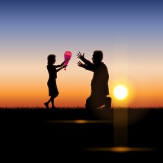 Father's Day background Father and child in the sunset N24