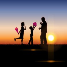 Father's Day background Father and child in the sunset N26