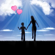 Mother's Day background Mother and child in the blue sky N7