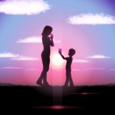 Mother's Day background Mother and child in the sunset N14