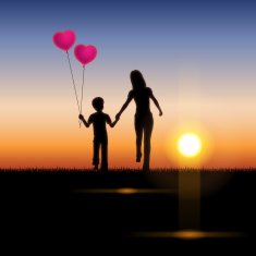 Mother's Day background Mother and child in the sunset N18