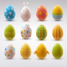 Set of realistic eggs on white background N6