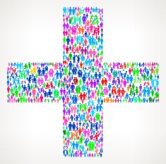 Plus Sign on vector family pattern Background