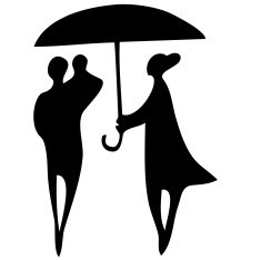 Family under an Umbrella