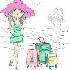 Vector beautiful fashion girl on sea beach