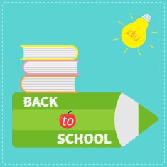 Back to school card Pencil light bulb idea stack of