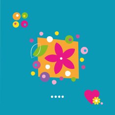 cute flower heart shape and dots greeting card