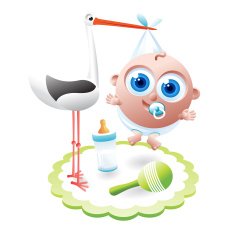 Baby and stork N3