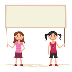Girls with placard