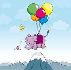 Cute baby elephant with balloons card