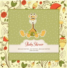 baby shower card with giraffe N3