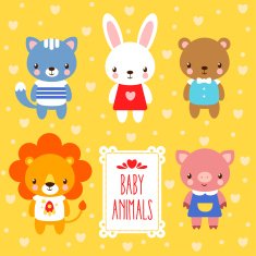 Vector set of cute baby animals
