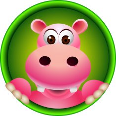cute baby hippo head cartoon