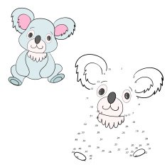 Connect the dots game koala vector illustration