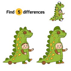 Find differences Halloween characters (dinosaur costume)