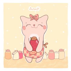 Card with cute kitty and sweet jam N2