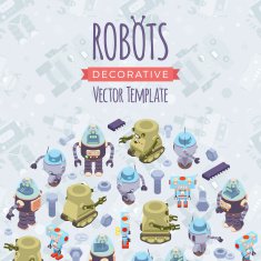 Vector decorating design made of robots N16