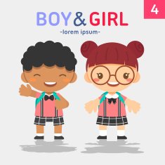 Two cute student with backpack