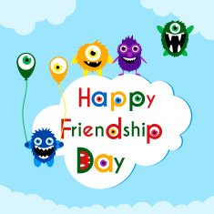 Friendship day greeting card with cute monsters N2