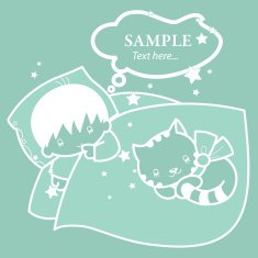 Baby sleeping with a cat on light blue background