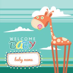 Welcome Baby Born Greeting Card Cute