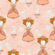 Vintage romantic seamless pattern with princesses