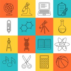 School and science vector linear icons set