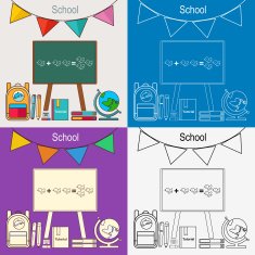 Back to school vector illustration Chalkboard backpack pen