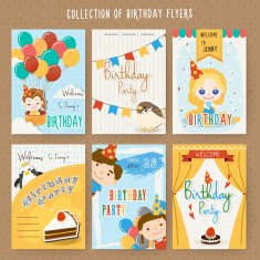 adorable cartoon birthday party invitation template N3
