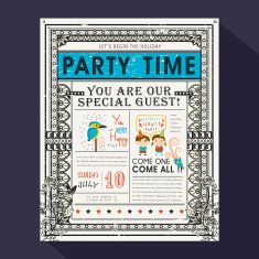 adorable cartoon birthday party invitation template N5