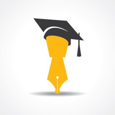 pen with graduation cap icon educational symbol stock vector