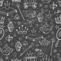 Seamless background with princess accessories