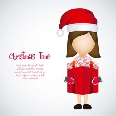 girl with Christmas hat and gift
