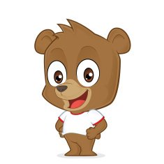 Bear wearing a white t shirt