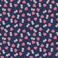 Seamless pattern with cute cartoon rabbit and heart balloon
