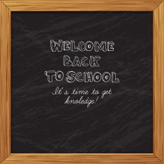 Black blackboard greeting card welcome back to school
