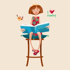 Girl with a book I love reading Literacy Day