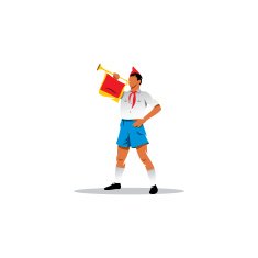 Soviet pioneer bugler sign Youth patriotic movement Vector Illustration