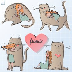 cute girl and cat