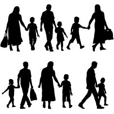 Black silhouettes Family on white background N5
