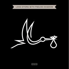 Stork flying the beak of his child an illustration in