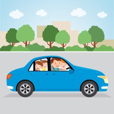 Happy family driving in a car N2