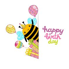 Happy Birthday card background with a bee N8