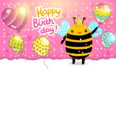 Happy Birthday card background with a bee N9