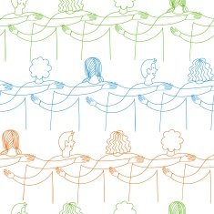 Happy friends doodle pattern
