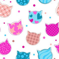 Seamless girlish pattern with cats silhouettes