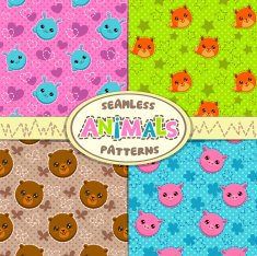 Patterns with funny animal faces