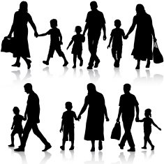 Black silhouettes Family on white background Vector N5