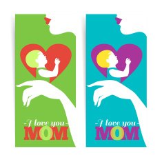 Happy Mother's Day Banners of beautiful silhouette mother an N3
