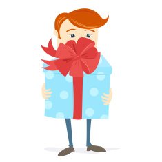 Man holding bid gift box with bow
